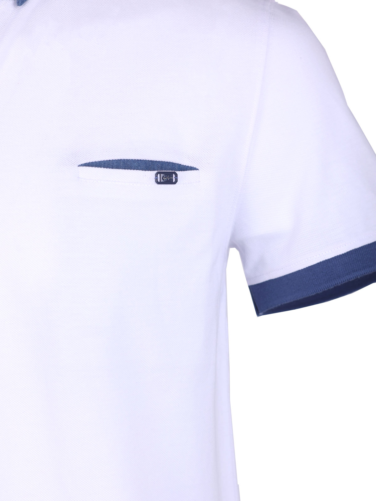 Мъжка тениска в бяло с дънкова яка - 93429 76.00 лв img2