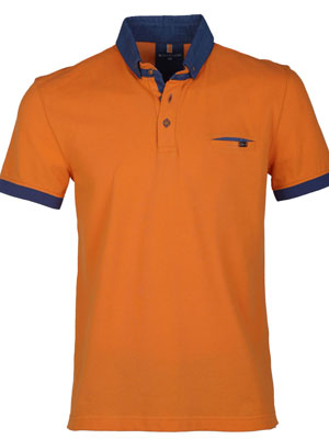 Тениска в оранжево с дънкова яка-93431-76.00 лв