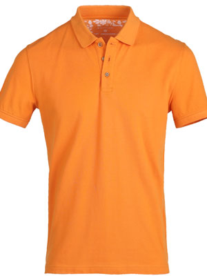 Тениска в оранжево с плетена яка-93434-66.00 лв