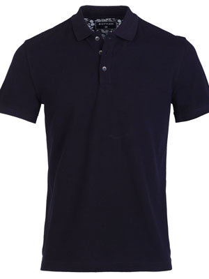 item:Тениска в тъмно синьо с плетена яка - 93436 - 66.00 лв