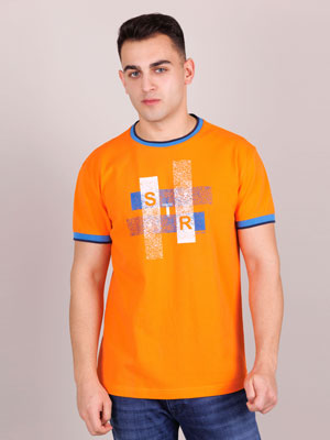 Тениска в оранжево с печат - 95363 - 42.00 лв