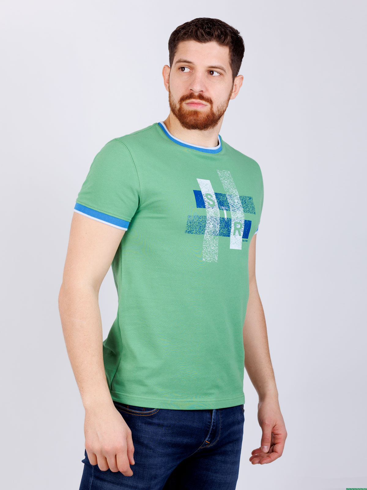 Мъжка тениска в зелено с печат str - 95364 34.00 лв img4