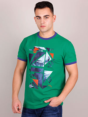 Тениска в зелено с летен дизайн - 95367 - 42.00 лв