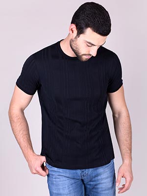 Черна тениска рипсен памук - 96350 - 12.00 лв