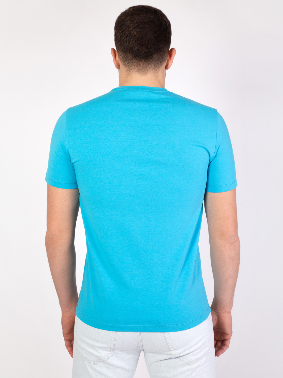 Синя тениска с принт в бяло и син - 96400 29.00 лв img4
