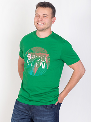 Зелена тениска с печат brooclyn - 96430 - 42.00 лв
