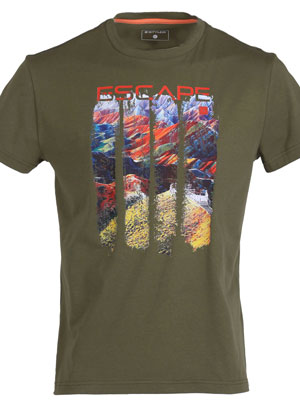Тениска в каки с печат escape-96475-49.00 лв