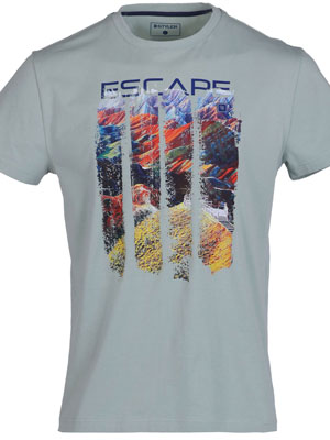 item:Мъжка тениска в цвят мента с печат escap - 96476 - 49.00 лв