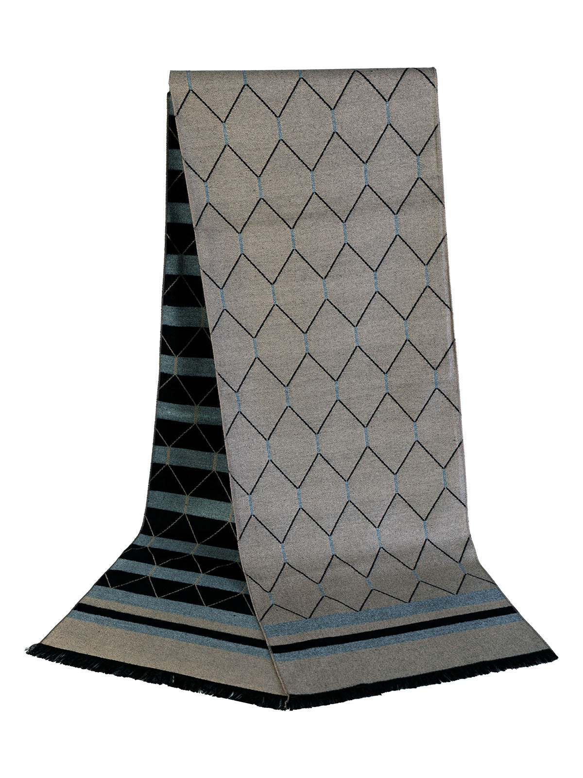 Фигурален шал в бежово ЛУКС