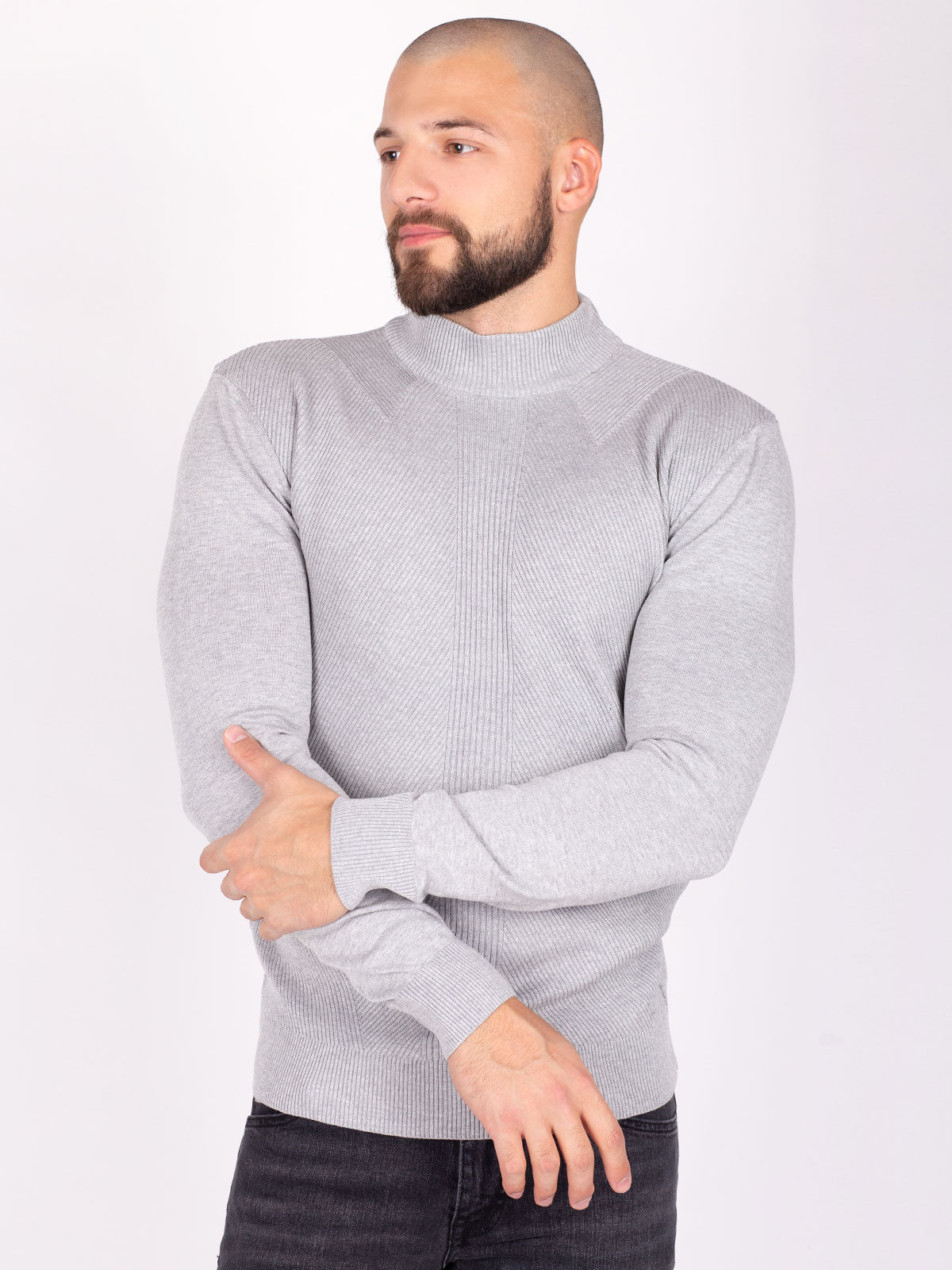 Сиво полуполо с рипсена плетка