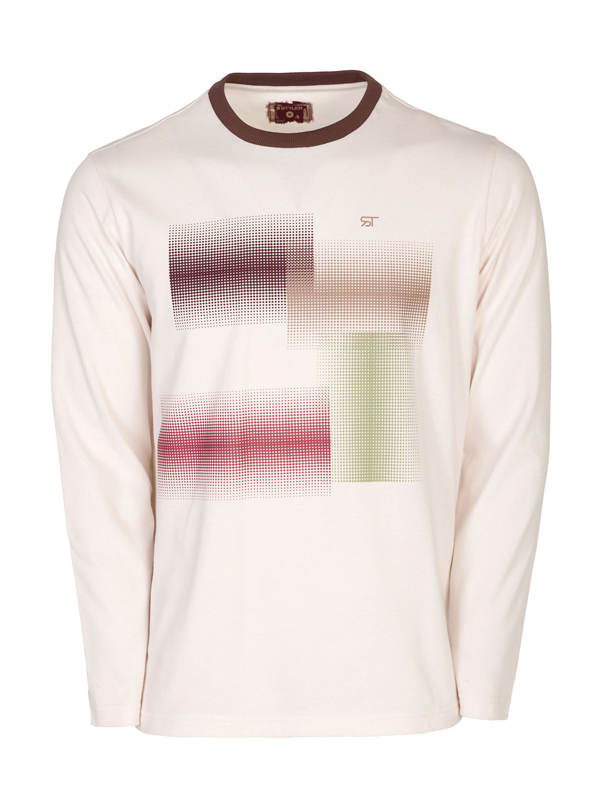 Блуза в цвят екрю с цветен принт