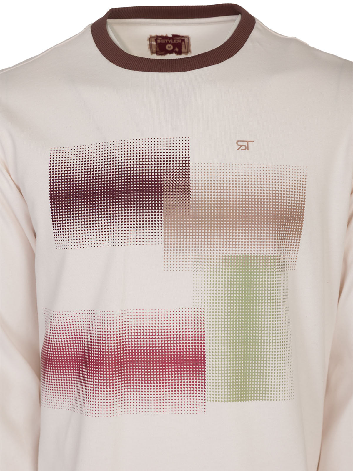 Блуза в цвят екрю с цветен принт