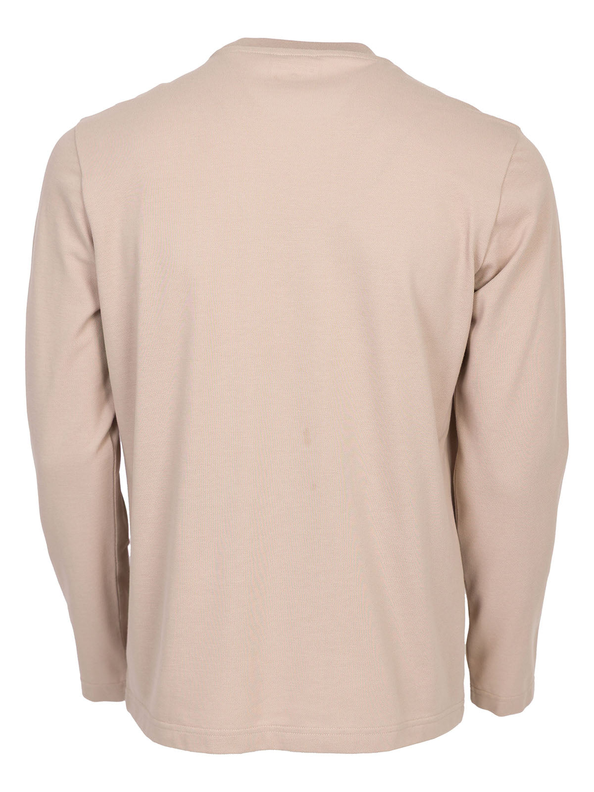 Блуза в бежово пике с тъмно син принт