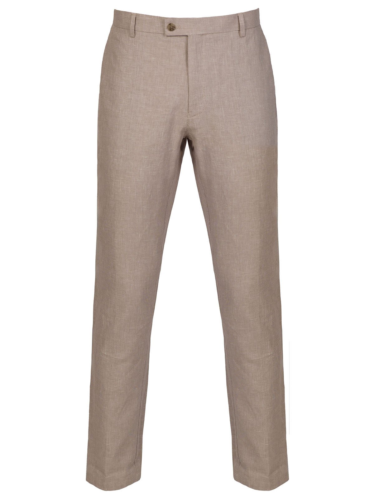 Бежов меланжиран ленен панталон