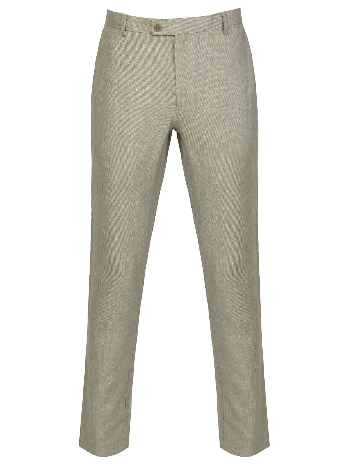 Зелен меланжиран ленен панталон