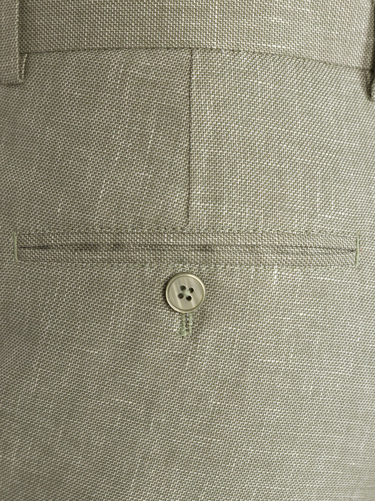 Зелен меланжиран ленен панталон