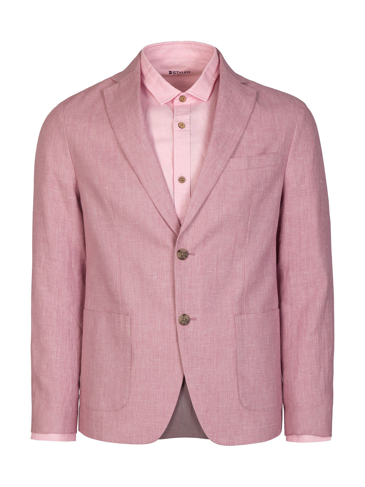 Розово меланжирано ленено сако