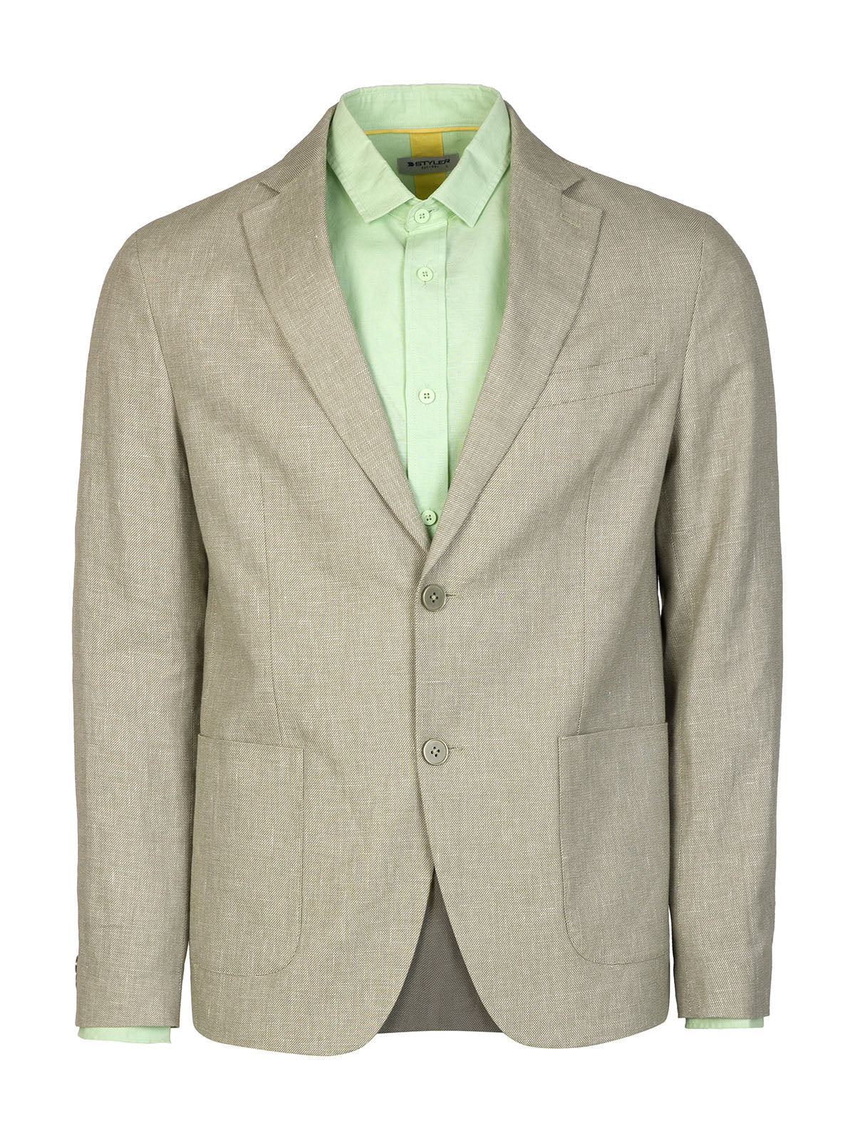 Зелено меланжирано ленено сако