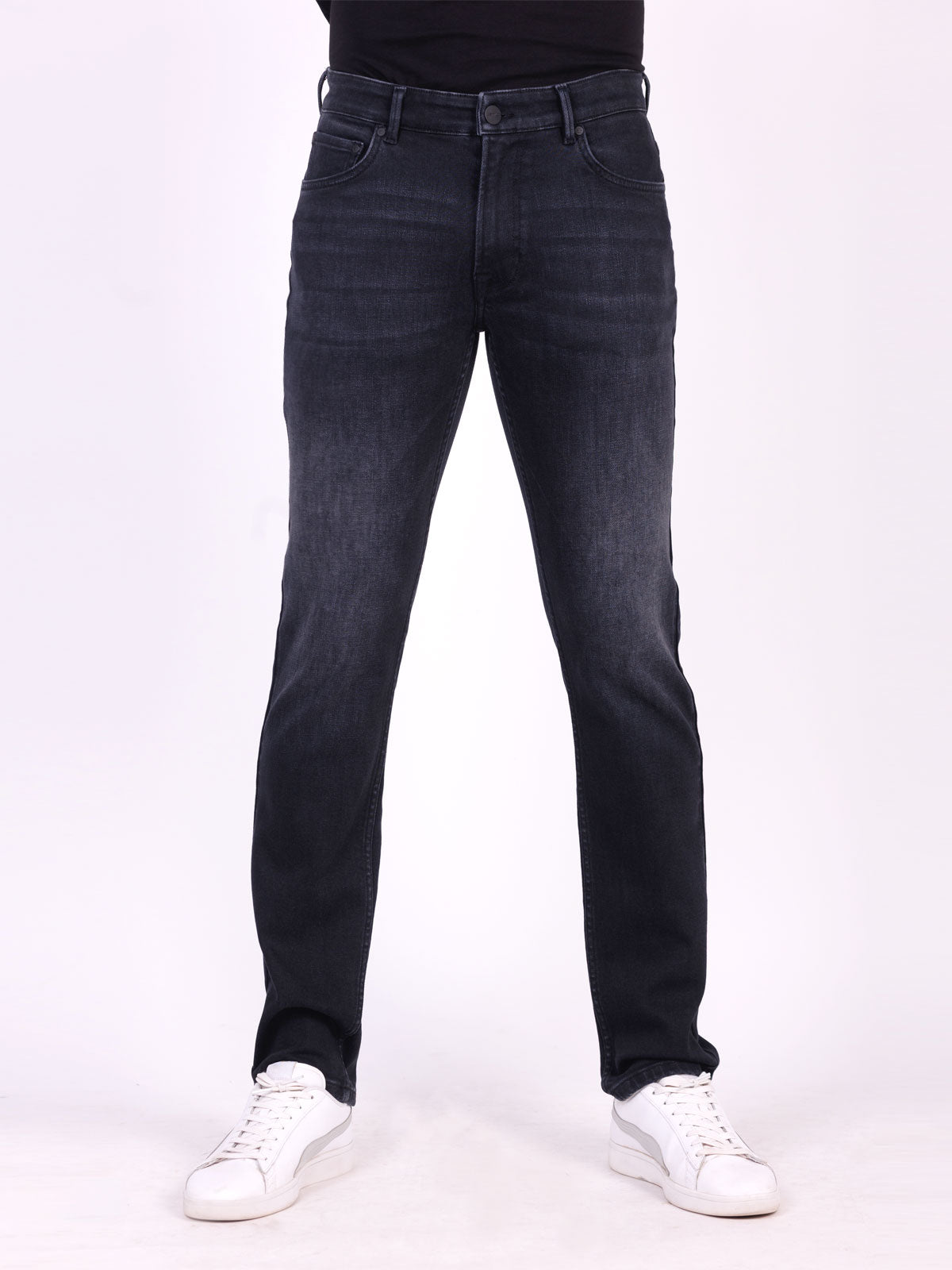 Мъжки черни дънки с трит ефект