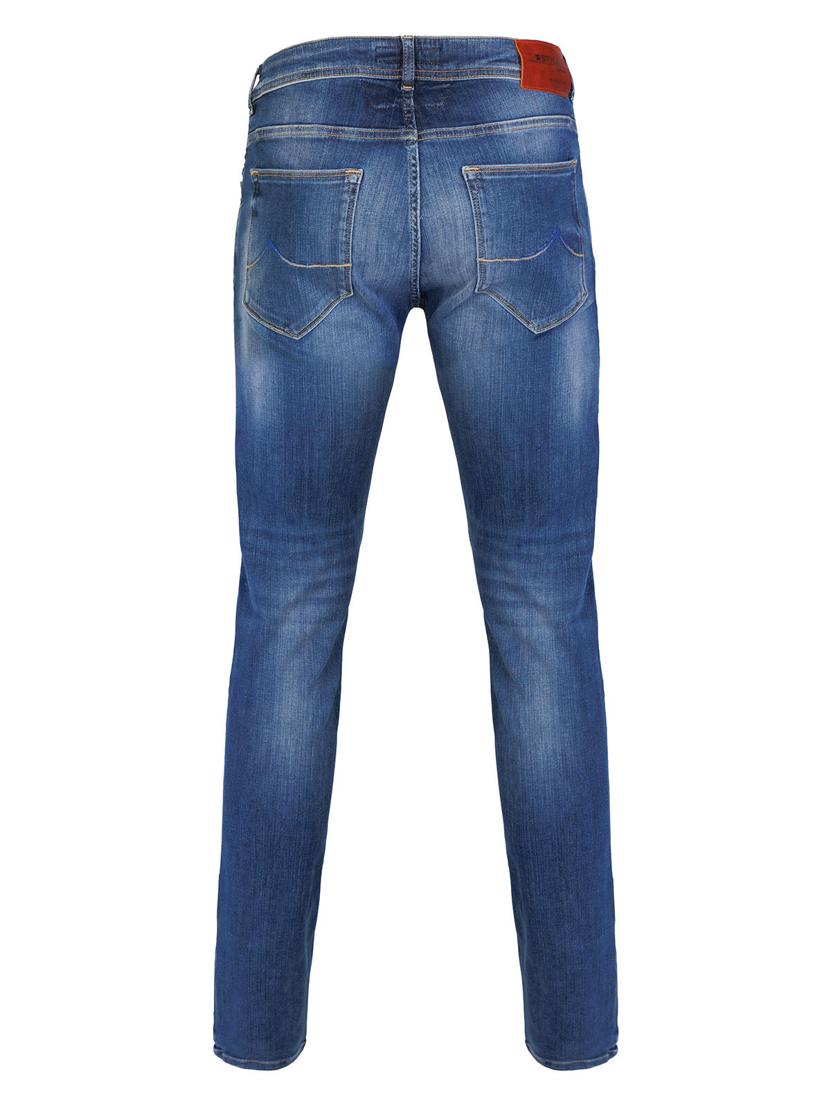 Мъжки дънки с трит ефект с жълто-сини те