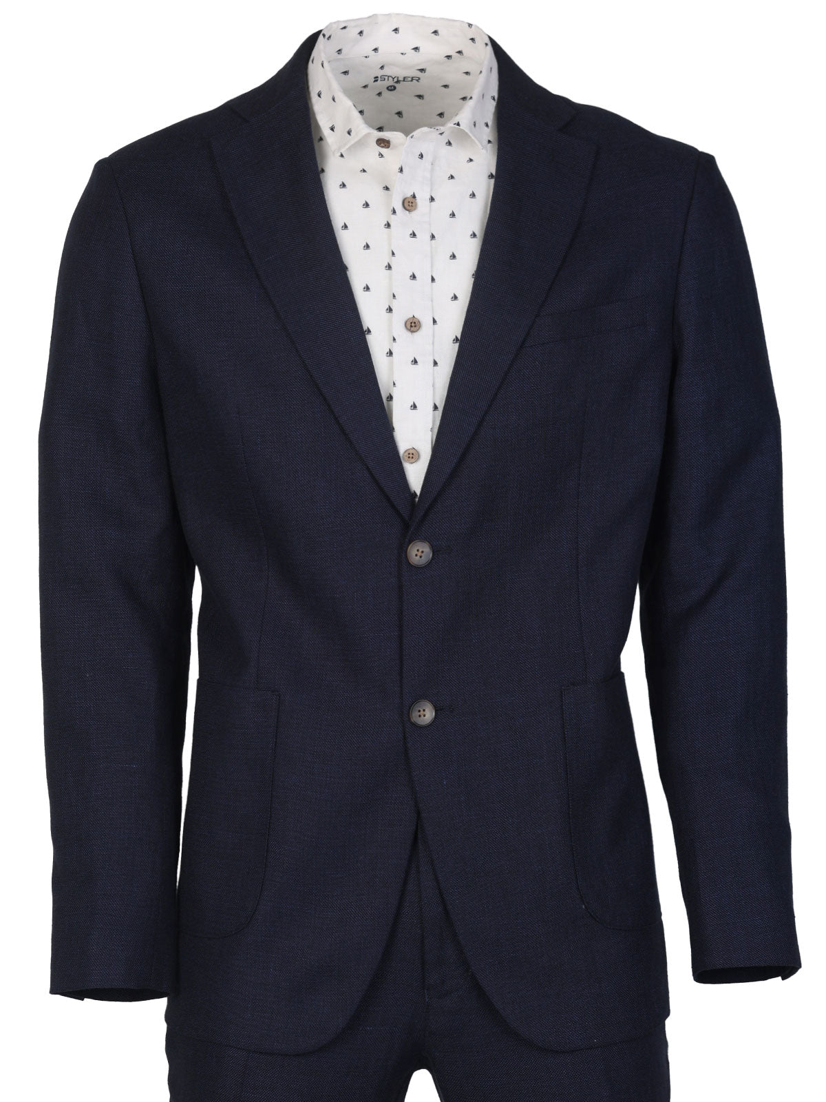 Костюм лен в тъмно синьо