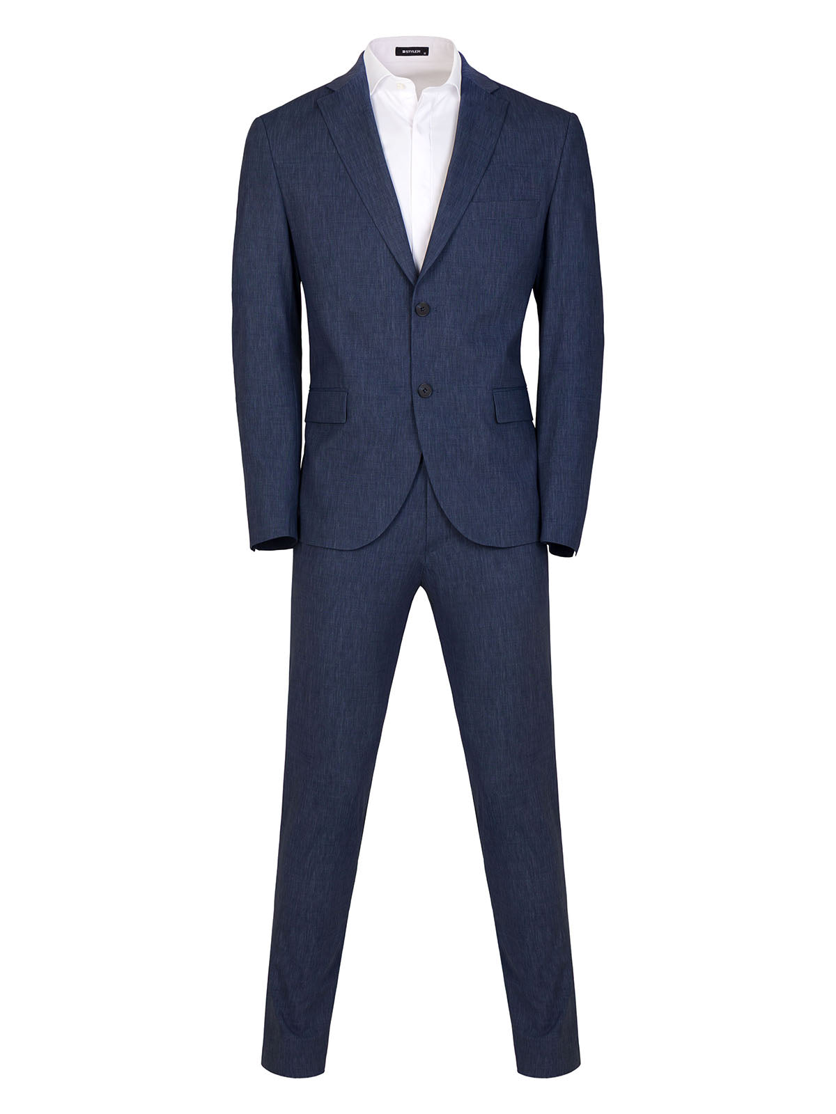 Класически костюм в тъмно син меланж