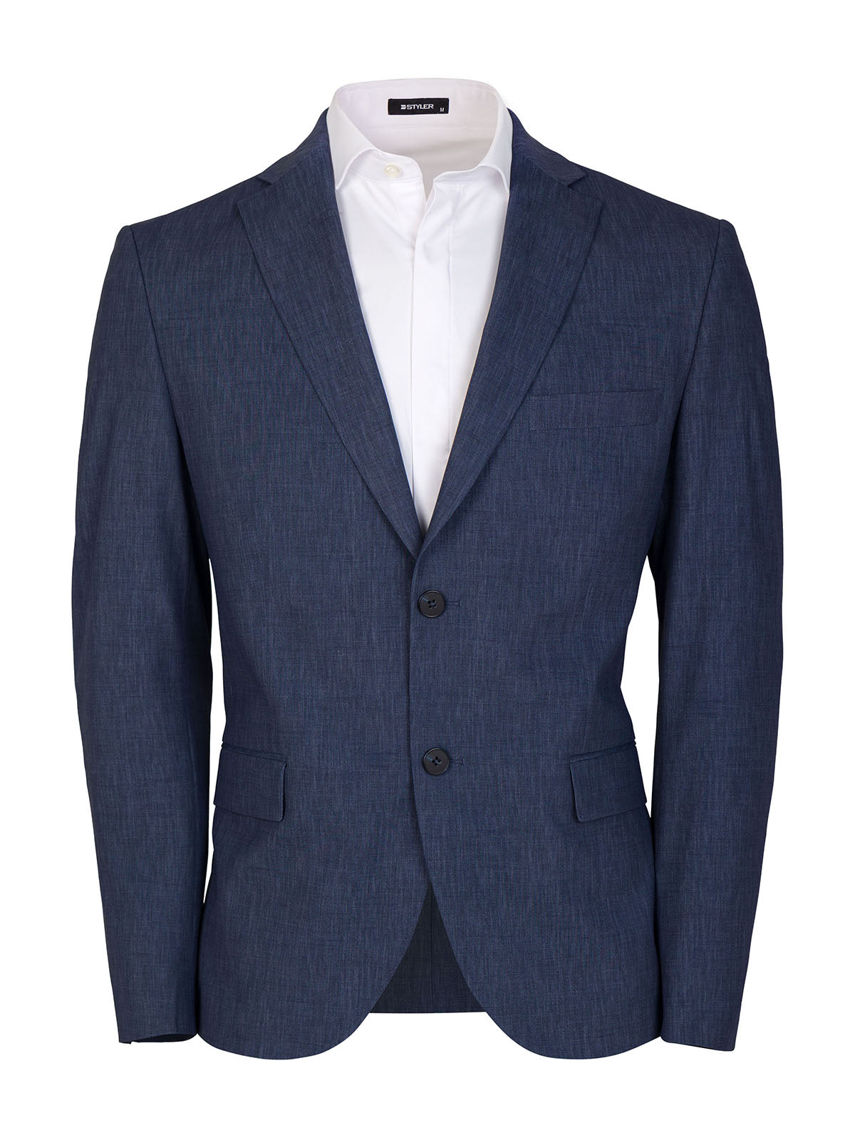 Класически костюм в тъмно син меланж