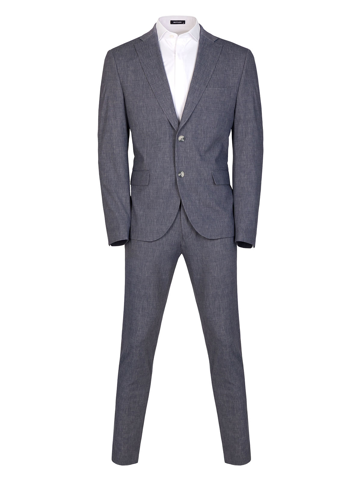 Класически костюм в сив меланж