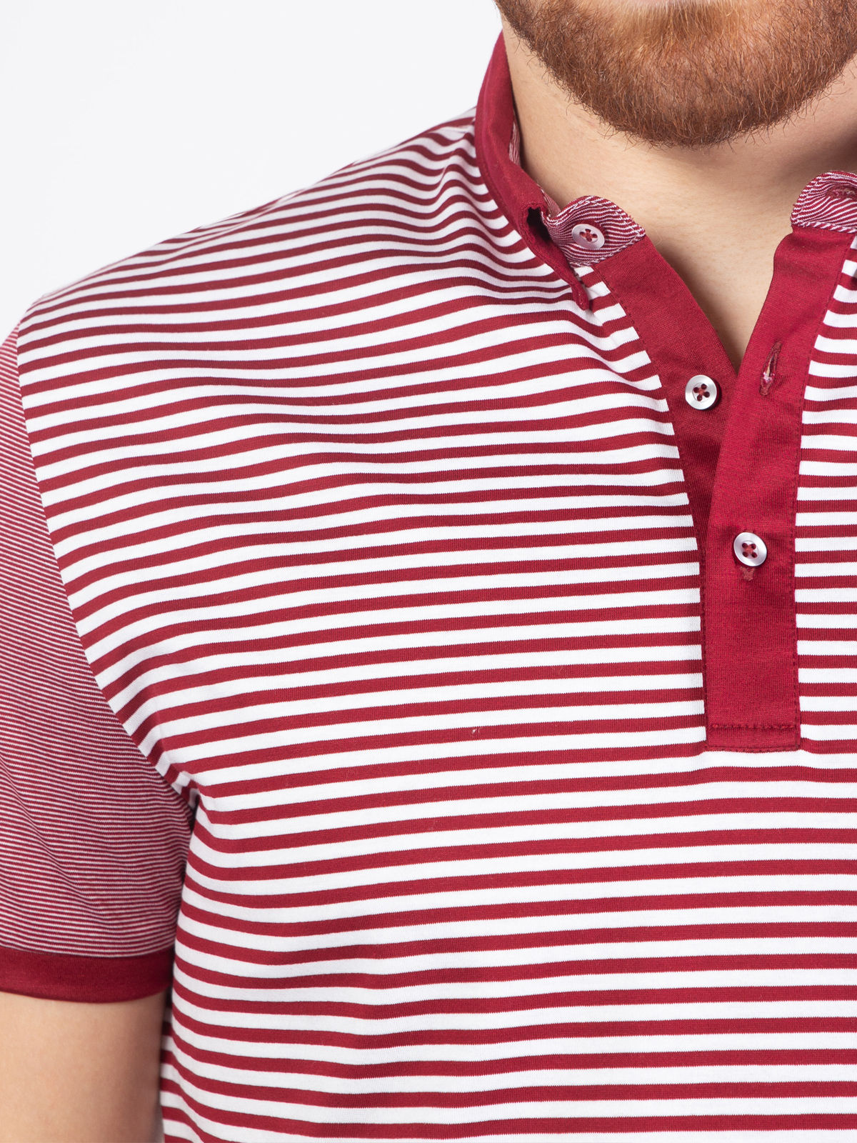 Блуза в бордо на широко и ситно райе