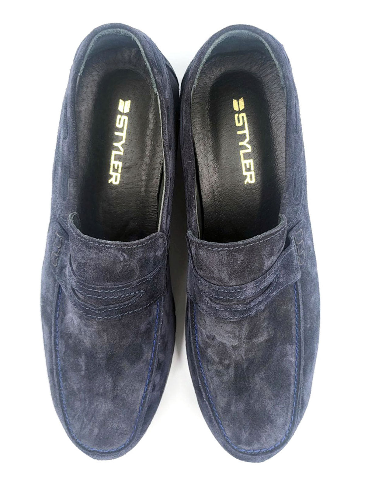 Тъмно сини велурени мокасини