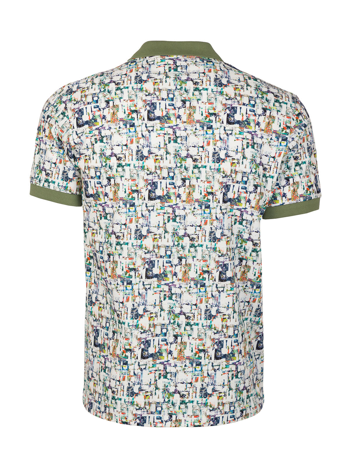 Бяла тениска с печат цветна мозайка