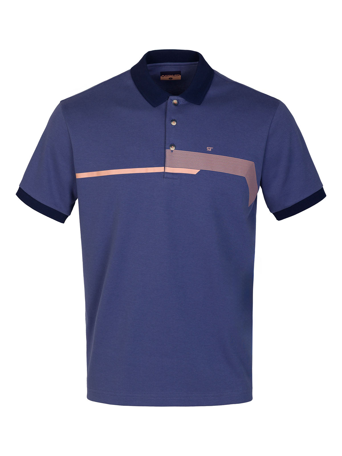 Мъжка тениска в деним с прасковени линии