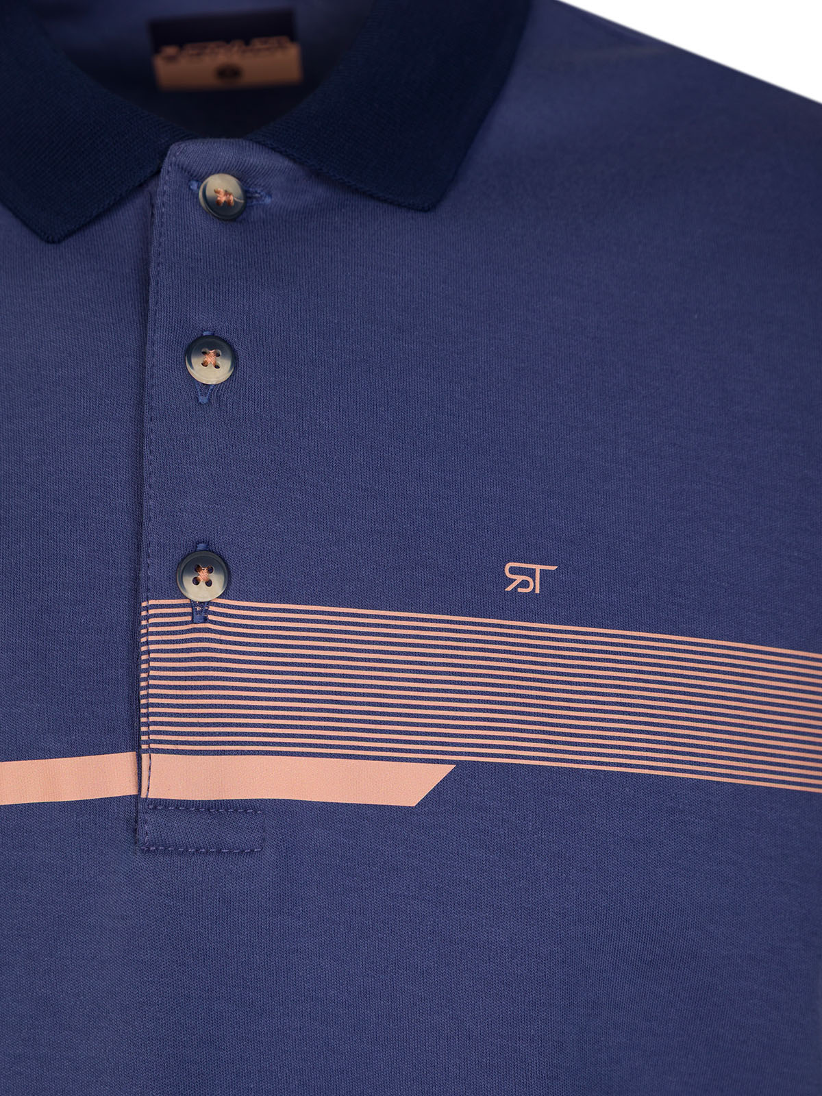 Мъжка тениска в деним с прасковени линии