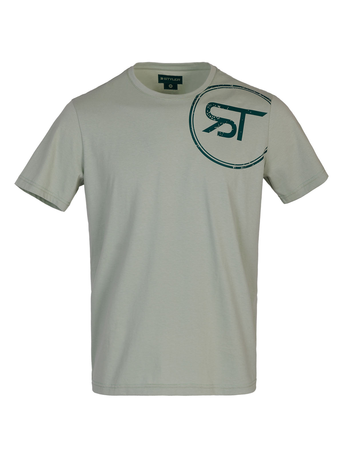 Мъжка блуза в светло зелено с кръгъл печ