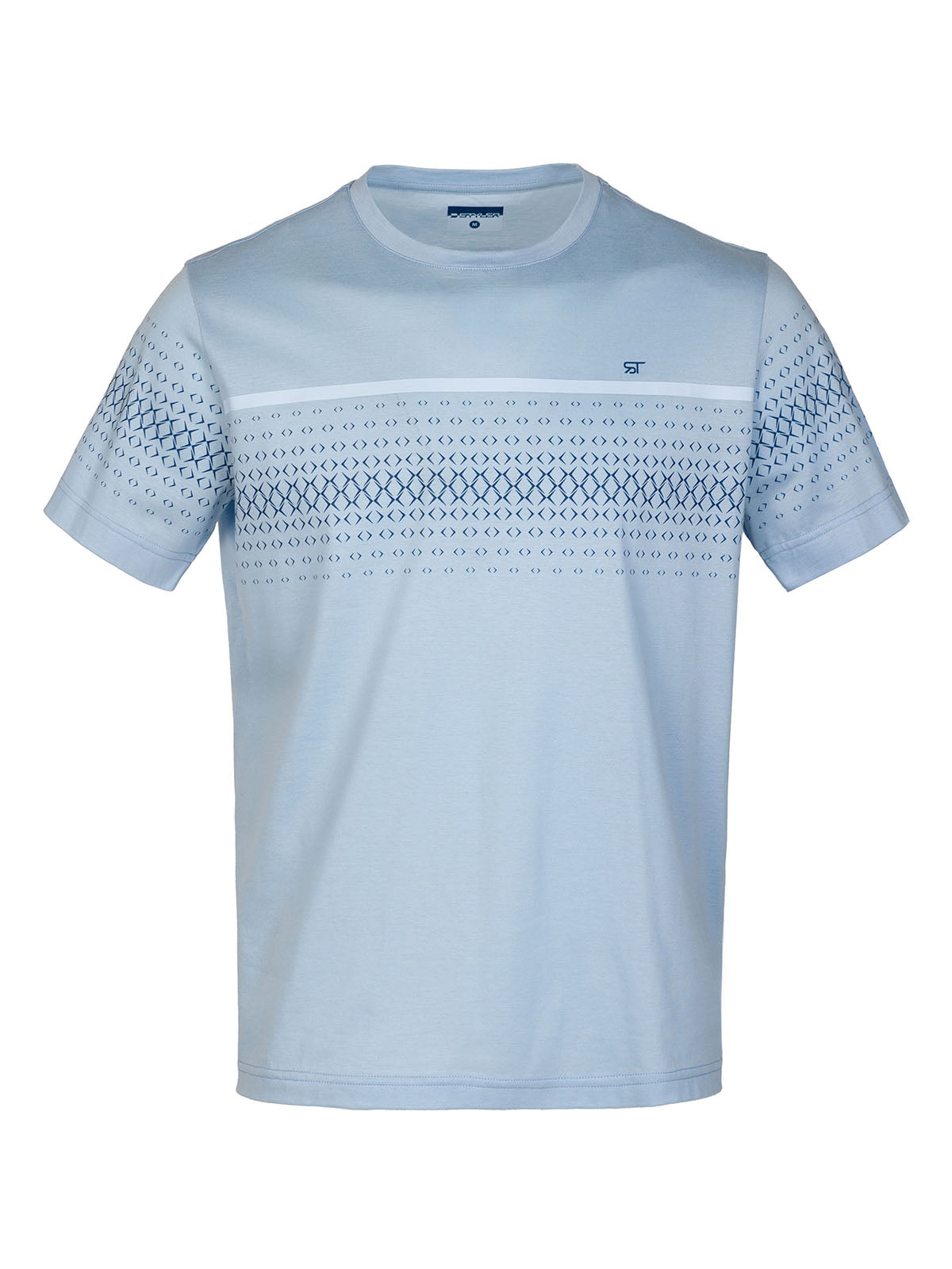 Мъжка тениска в светло синьо и печат тон