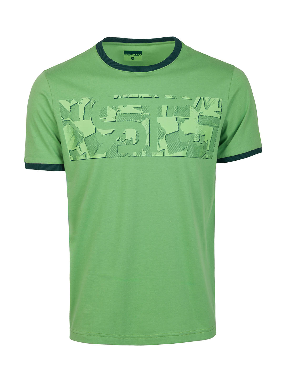 Мъжка тениска в зелено с акценти тон в т